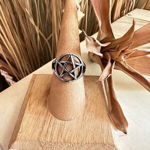 Stainless Steel Classic Pentagram Ring With Split Shank Unisex